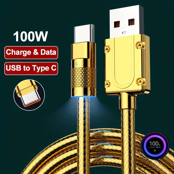 100W USB To Type C Cable Fast Charge Cable