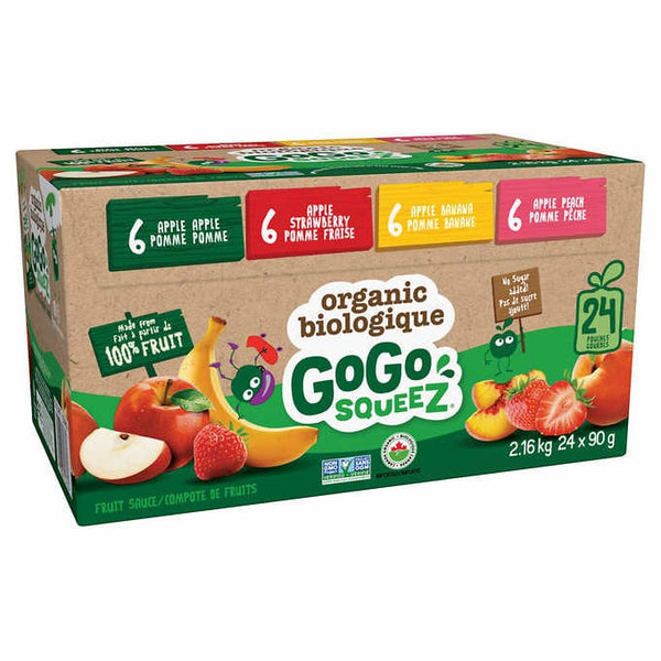 GoGo SQUEEZ Organic Fruit Sauce Variety Pack, 24-count
