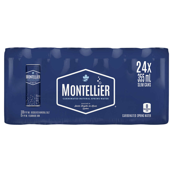 Montellier Carbonated Natural Spring Water Slim Can 24 × 355 mL