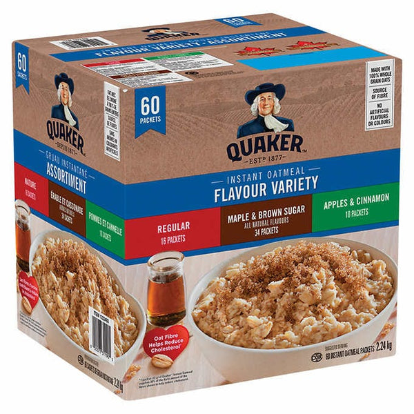 Quaker Instant Oatmeal 3 Flavour Variety Pack, 2.24 kg