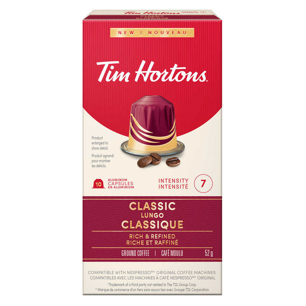 Tim Hortons Classic Lungo Capsules, Nespresso Original Line Compatible